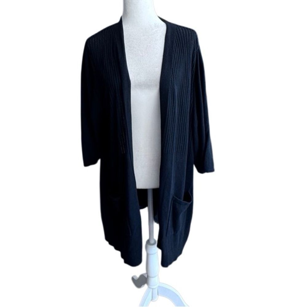 Catherines Black Open-Front Cardigan Sweater SZ 2X 22 / 24W